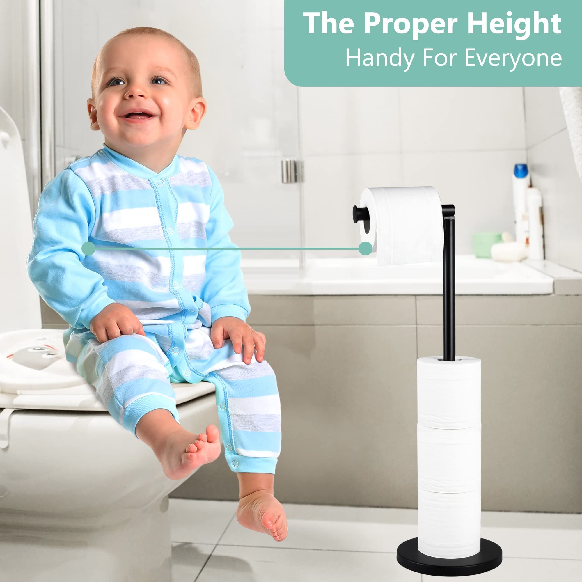 Toilet Paper Holder Stand, Stainless Steel Toilet Paper Stand for 4 Rolls, Free Standing Toilet Paper Roll Holder for Bathroom โ image 3