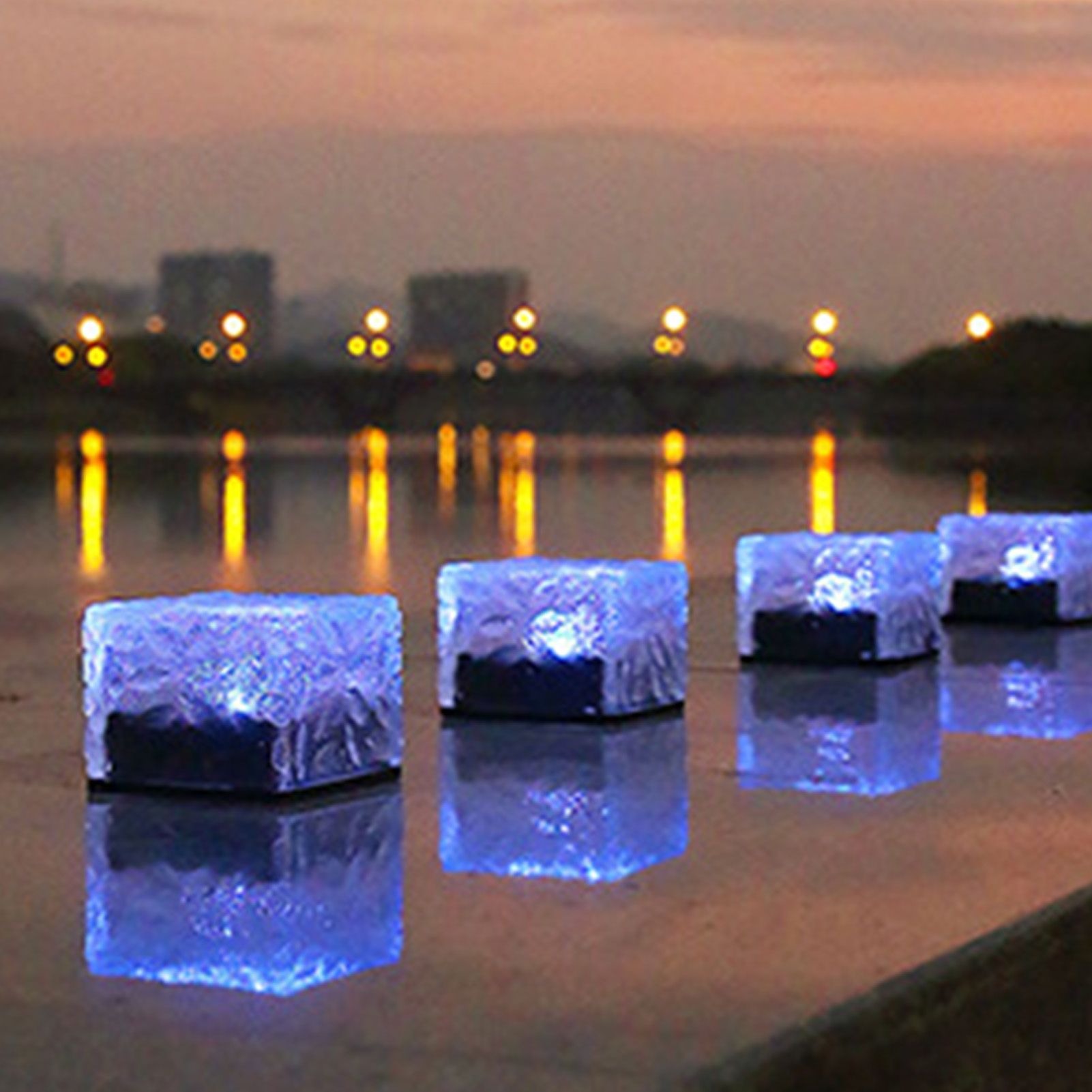 Solar Glass Brick Light ABS LED Waterproof In Ground Buried Ice Brick Landscape Lamp for Outdoor Yard Garden Lawn Blue Light — image 6
