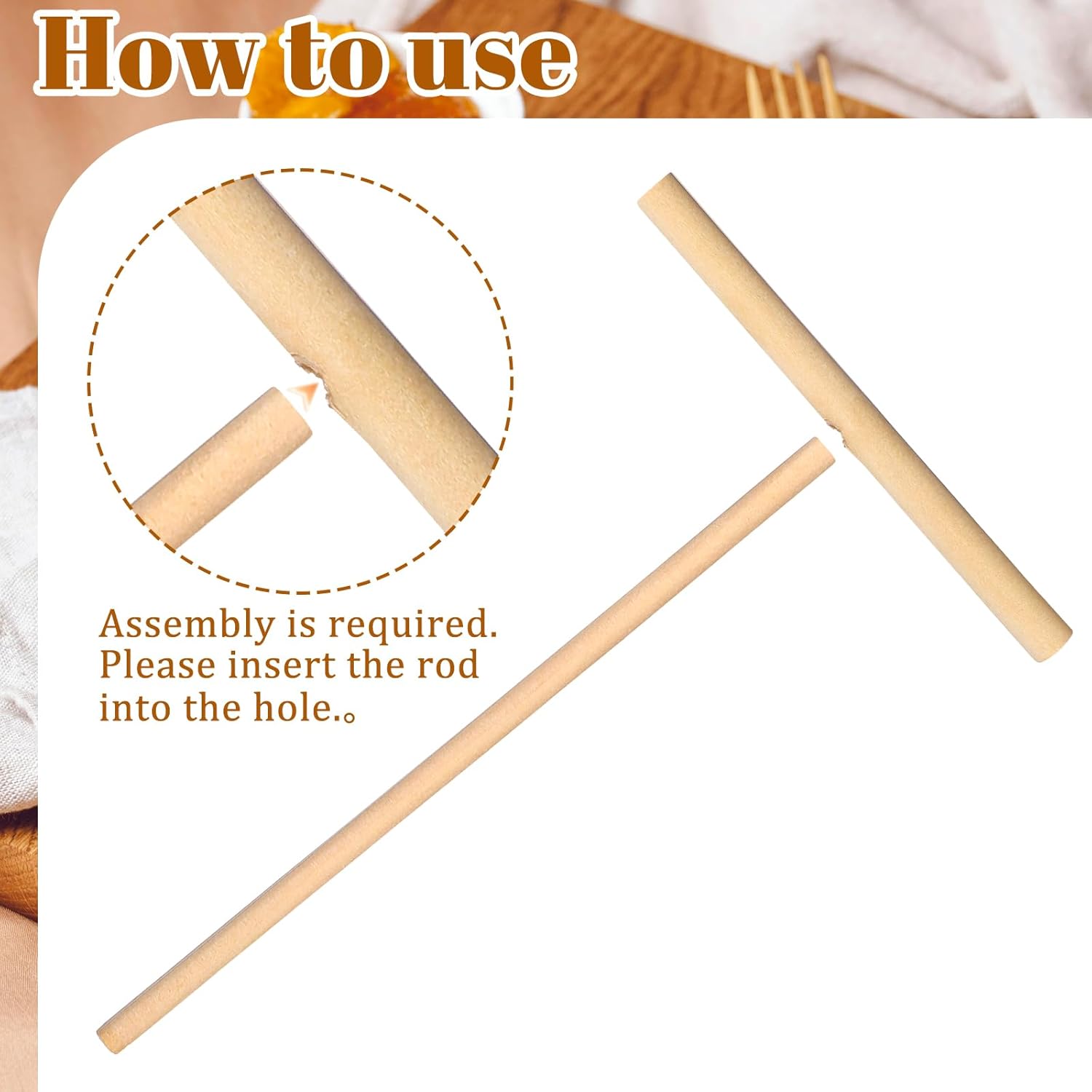2 Pcs Crepe Spreader 6.1 Inches x 4.7 Inches Natural Wooden Crepe Spatula, Pancake Batter Spreader, Wooden T-Shaped Tool Stick for Crepes Wood Crepes Maker — image 2