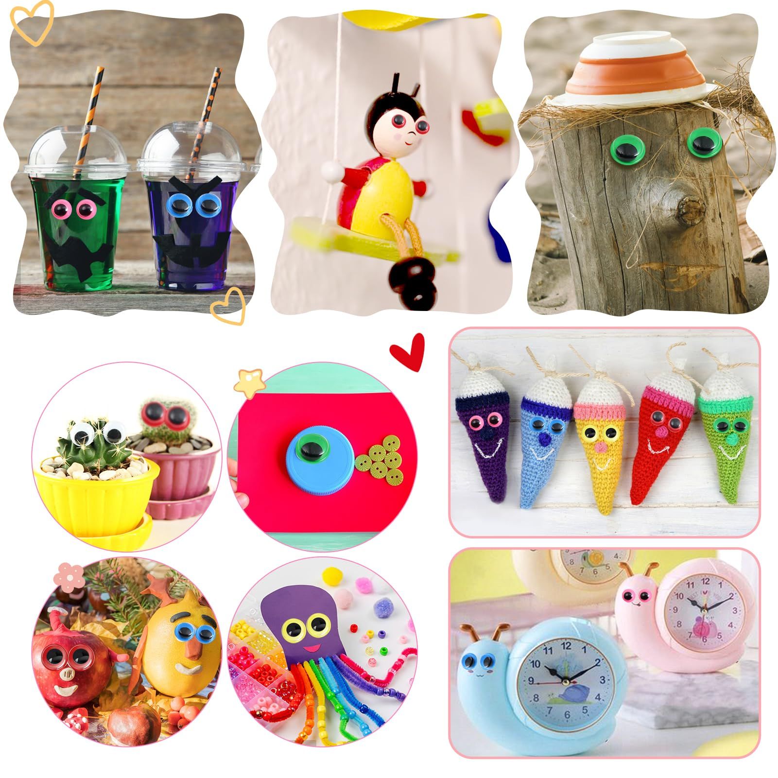 100pcs Eyes Self Adhesive for Craft Sticker Eyes 5mm to 15mm Assorted Colors Round Plastic Crafts Eyes for DIY Arts Crafts โ image 3