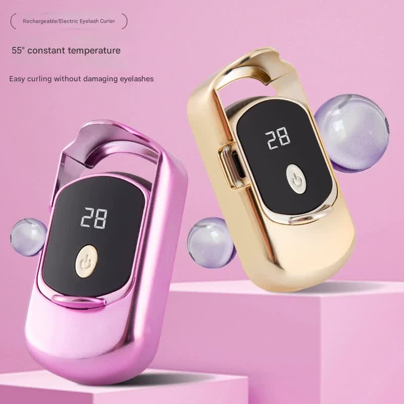 2pc Rechargeable Electric Heated Eyelash Curler - 55C Constant Temperature, LED Display, Gentle Curling(Rose Gold) โ image 2