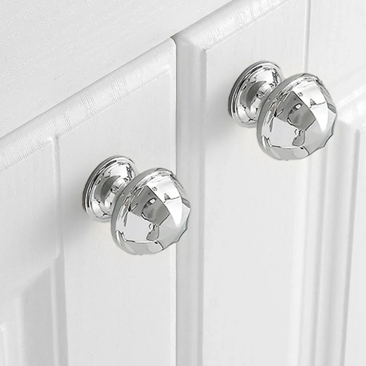French Cabinet Handle Bright Silver Single Hole Modern Pull for Drawer Wardrobe - Octagon โ image 5