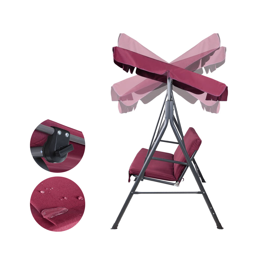Gardeon Outdoor Swing Chair Garden Bench Furniture Canopy 3 Seater Wine Red โ image 3