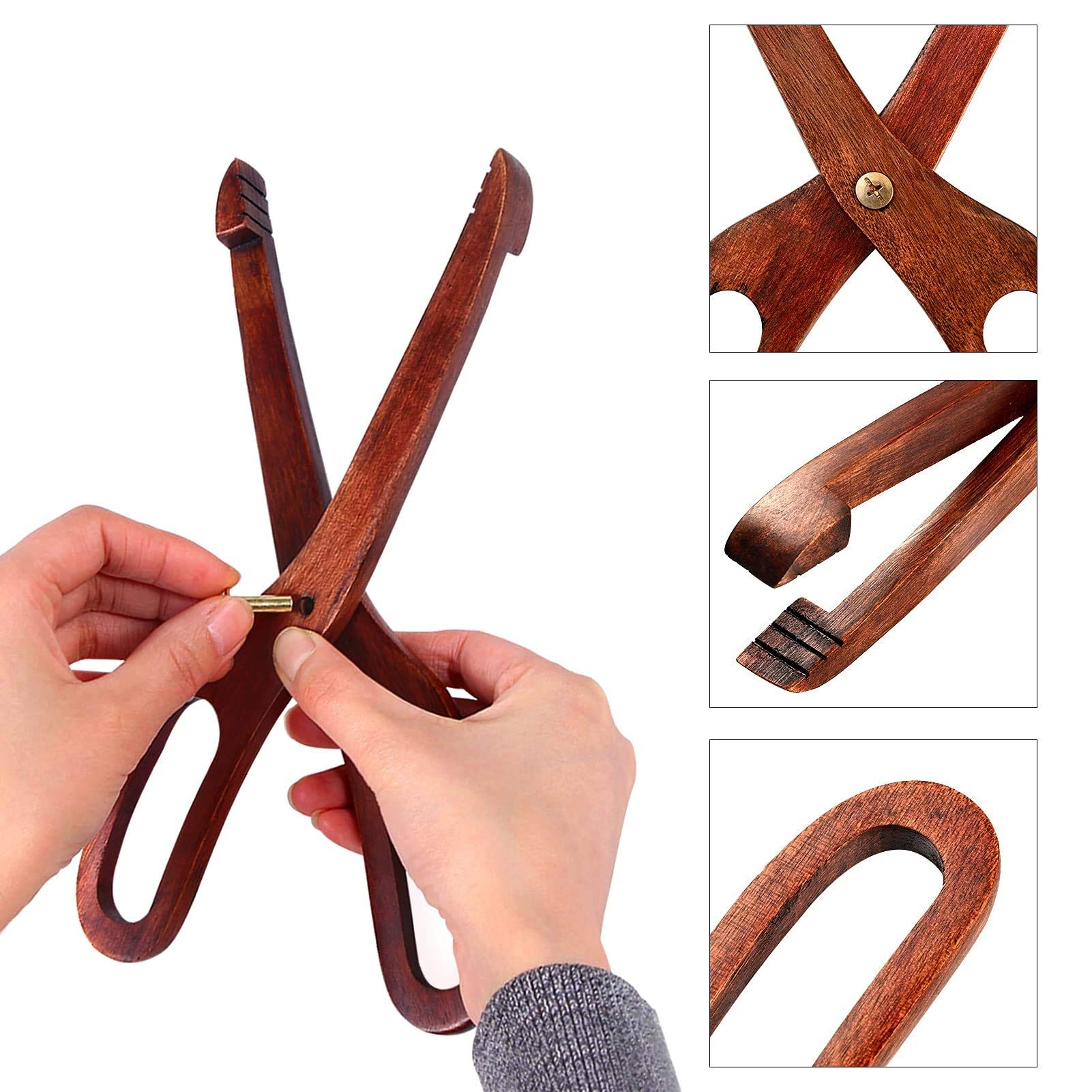 2 Packs Toaster Tongs Reusable Wood Cooking Tongs Scissor Wooden Kitchen Toast Barbecue Tongs BBQ Clip Buffet Food Tongs — image 2