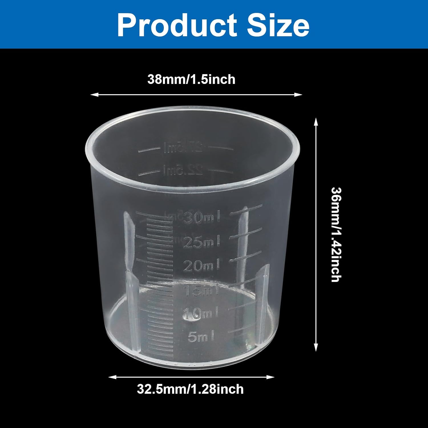 12 Pack 30ml/1.02oz Plastic Measuring Cups, Transparent Kitchen Cups Graduated Medicine Cups, Mini Clear Beakers for Baking Cooking Home Lab — image 4