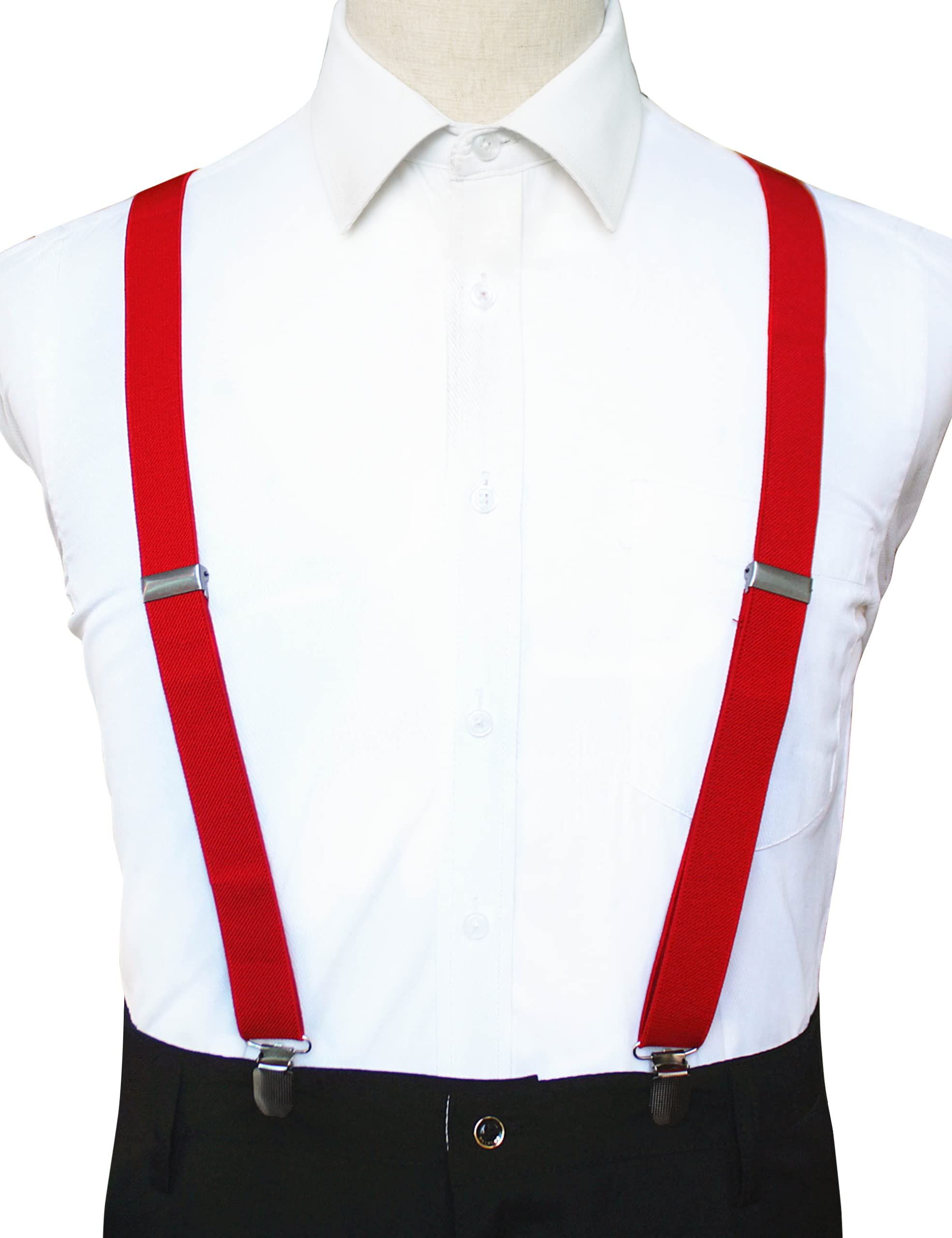 2 pack Women's Suspenders Clips Adjustable Elastic Band Y Shaped Suspender, Suspender with 3 Strong Clips Adjustable Braces (red) โ image 3