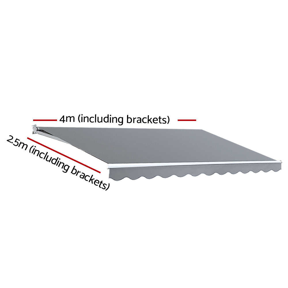 Instahut Retractable Folding Arm Awning Motorised Sunshade 4Mx2.5M Pearl Grey โ image 2