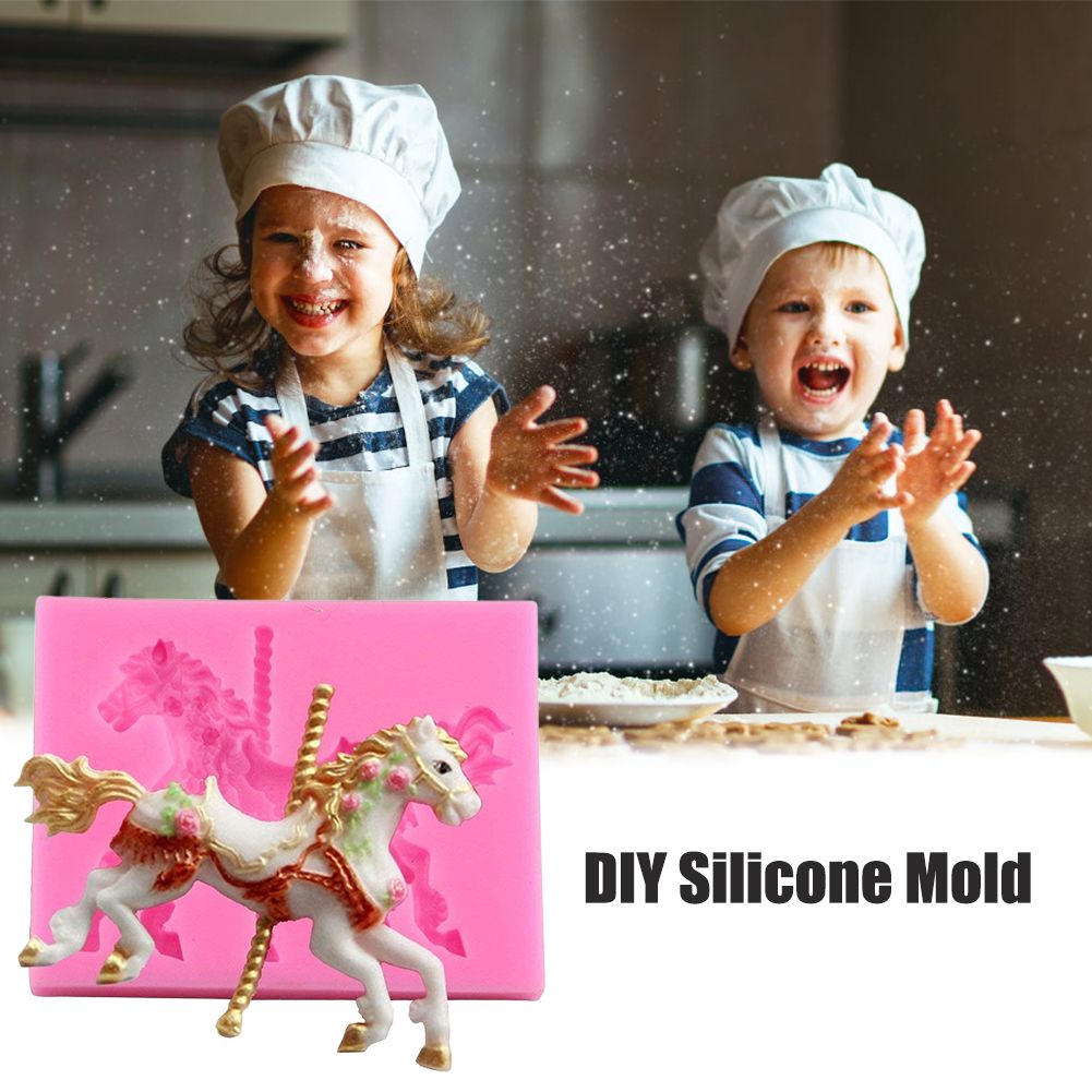 Silicone Mold 3D Carousel Horse Chocolate Mold Non Stick Fondant Mold for Decorating Cakes Chocolate Baking Kitchen โ image 2
