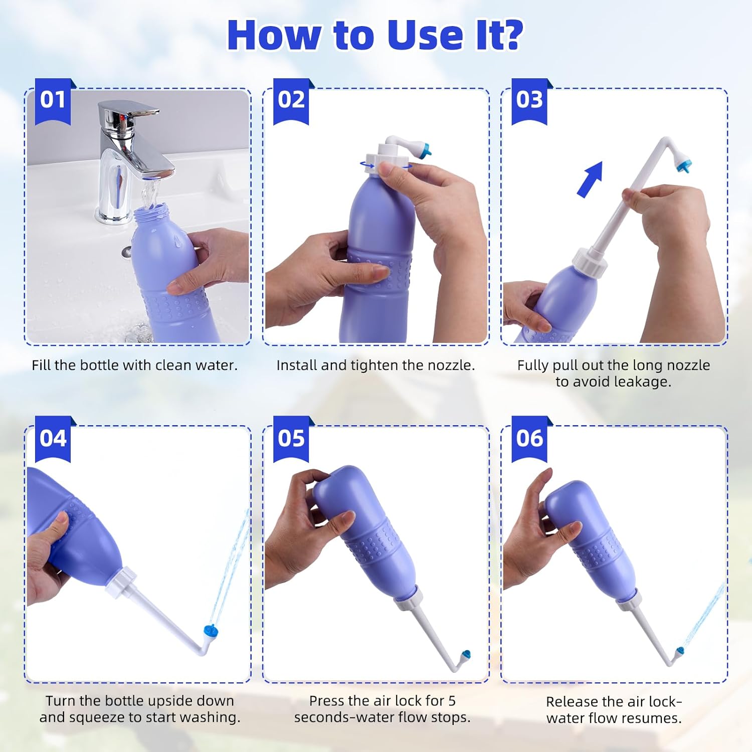 Portable Bidet Sprayer and Travel Bidet with Hand Held Bidet Bottle for Personal Cleansing Use Extended Nozzle - Personal Hygiene Care Toilet Bidet — image 6