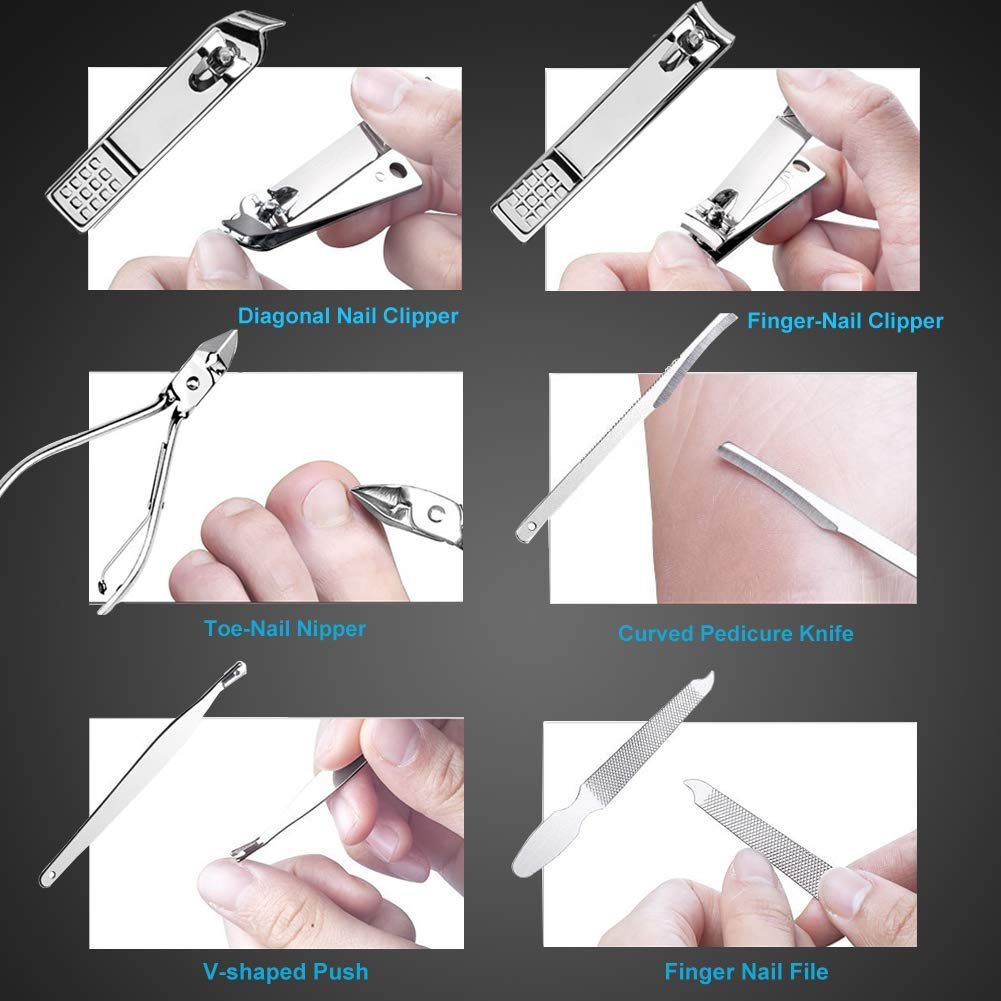 Nail Clippers Set Fingernail and Toenail Clipper Cutters, Manicure Pedicure Kit -18 Pieces Stainless Steel Professional Grooming — image 4