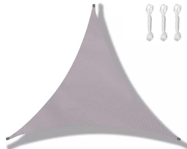 3.6x3.6x3.6m Waterproof Outdoor Triangular Sun Sail UV Protective Shade Net for Camping Garden Terrace and Pool, Light Gray