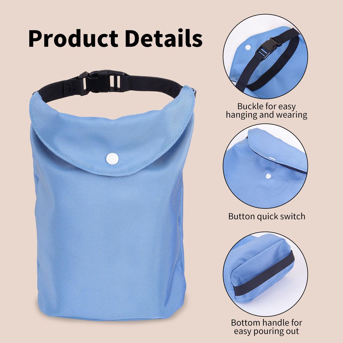 2-pcs Red Portable Pet Food Storage Bag - Roll Top Treat Pouch for Travel & Walks — image 3