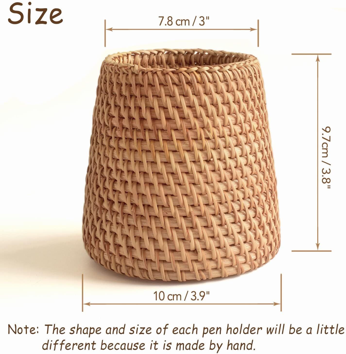 Wicker Pencil Holder for Desk,Handmade Makeup Brush Holder,Office&Home Desktop Organizer,Rattan Pen Cup(Cone) โ image 2