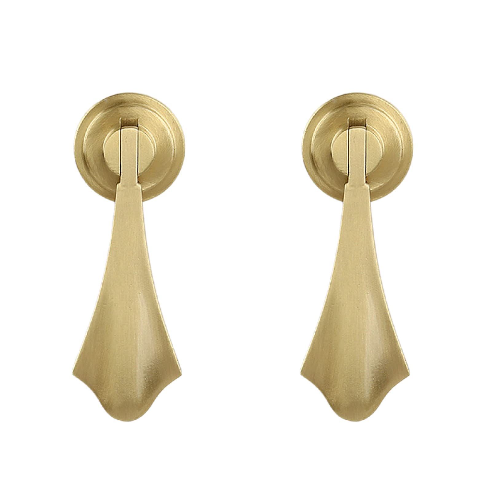 2PCS，Solid Brushed Pendant Handles Knob Zinc Alloy Handles Knobs with Mounting Screw for Cabinets Drawer Door Furniture Decorative — image 4