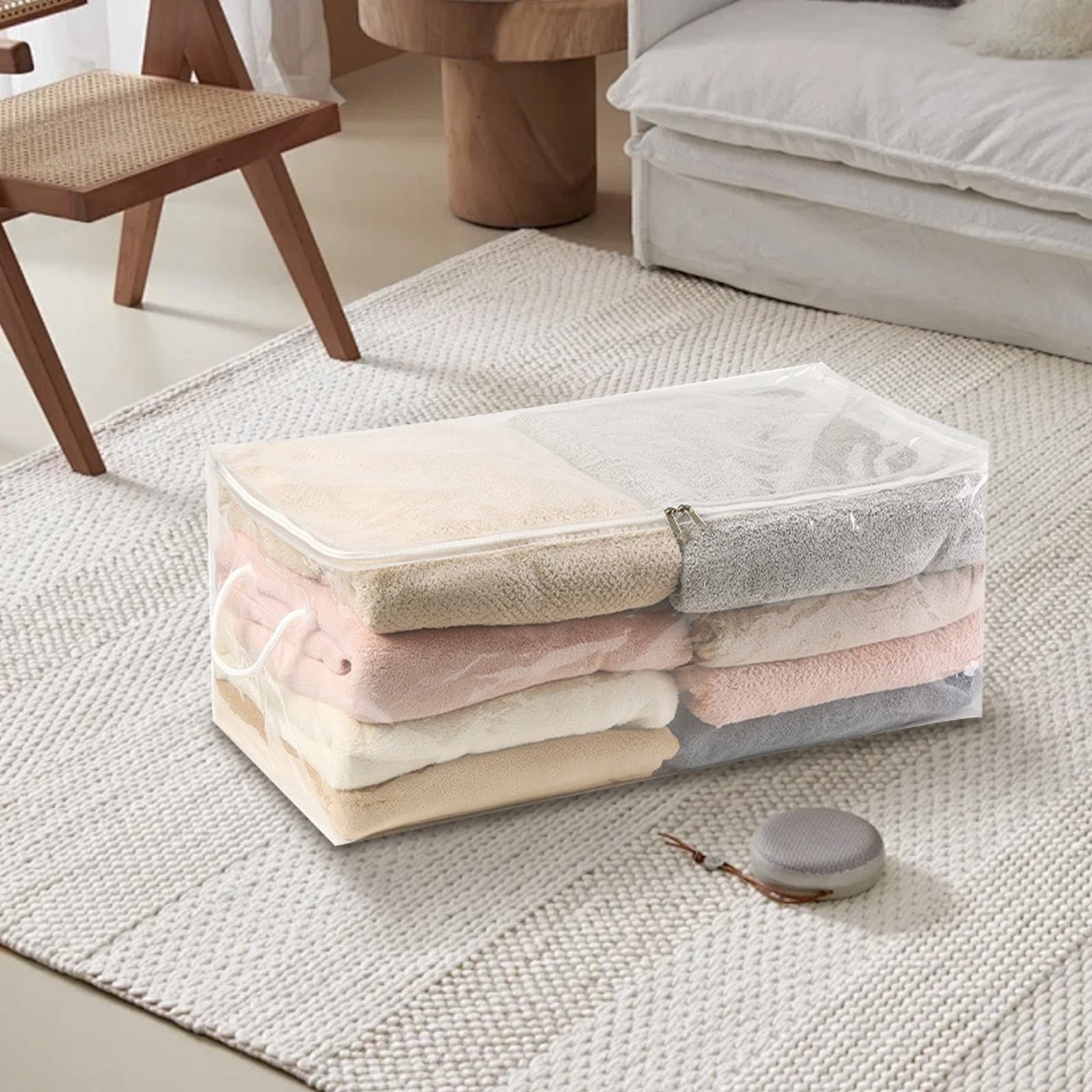 Transparent Zipper Clothing Storage Bag - Heavy-Duty Organizer for Blankets, Linen, Bed Sheets, Clothes & Pillows, Space-Saving, 30 × 23 × 15 cm — image 4