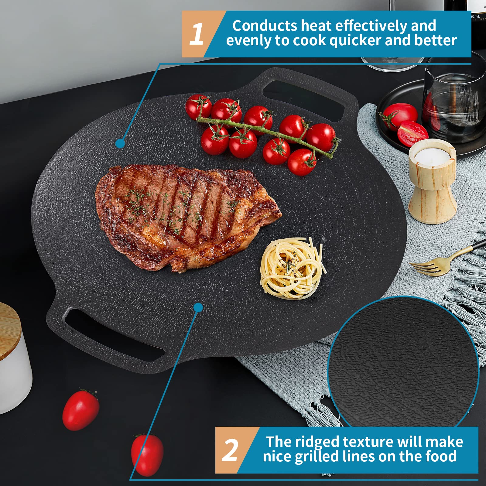 Korean Grill Pan Nonstick 6 Layer 40cm Round BBQ Griddle Indoor or Outdoor Cooking โ image 5