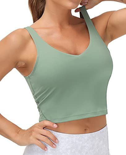 Women's Crop Tank Sports Bra for Yoga, Running, Gym Workouts & Low-Impact Activities, L (Jade) — image 2