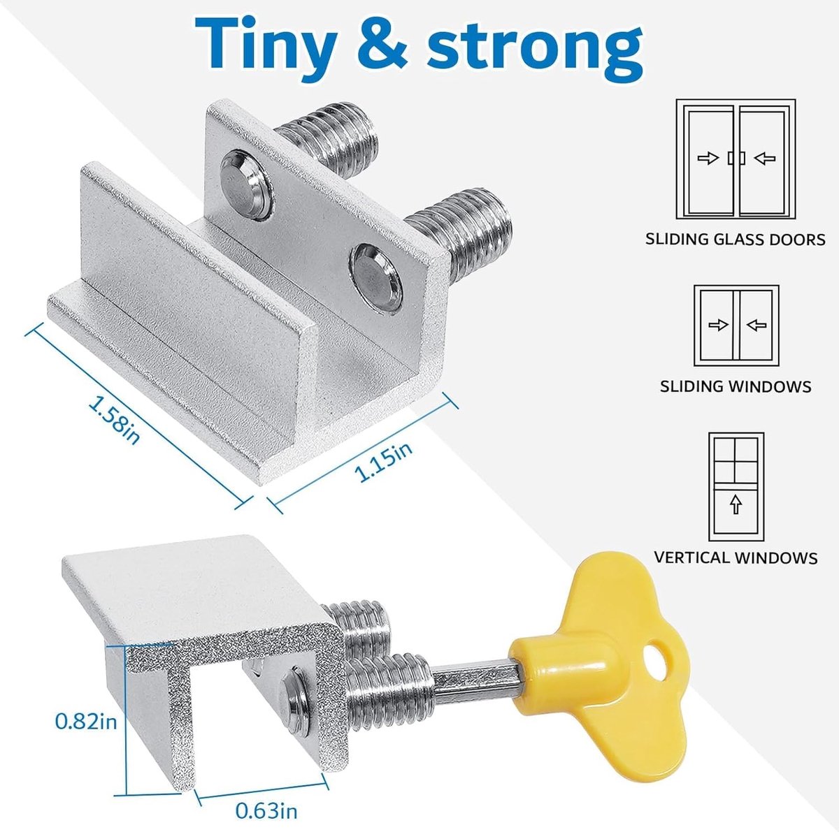 Sliding window locks - Horizontal & up/down - 4 sets silver — image 2