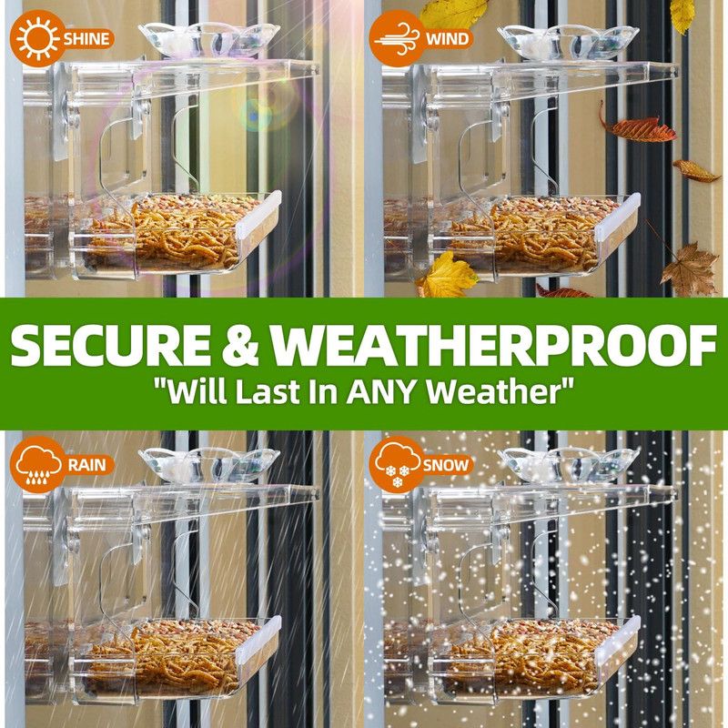 Window Bird Feeder with Non-Marking Self-Adhesive Hooks, Clear and Transparent, Outdoor Wild Bird Watching Gift, Garden Decor โ image 3