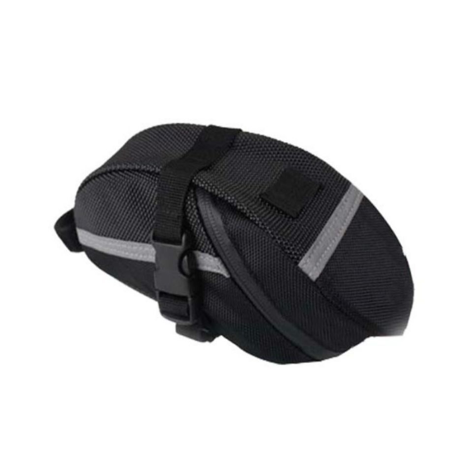 Bike Saddle Bag Under Seat Storage Pouch - Compact 600D Cycling Wedge Pack with Reflective Strip & Tail Light Loop - Quick Release Strap for MTB Road โ image 3