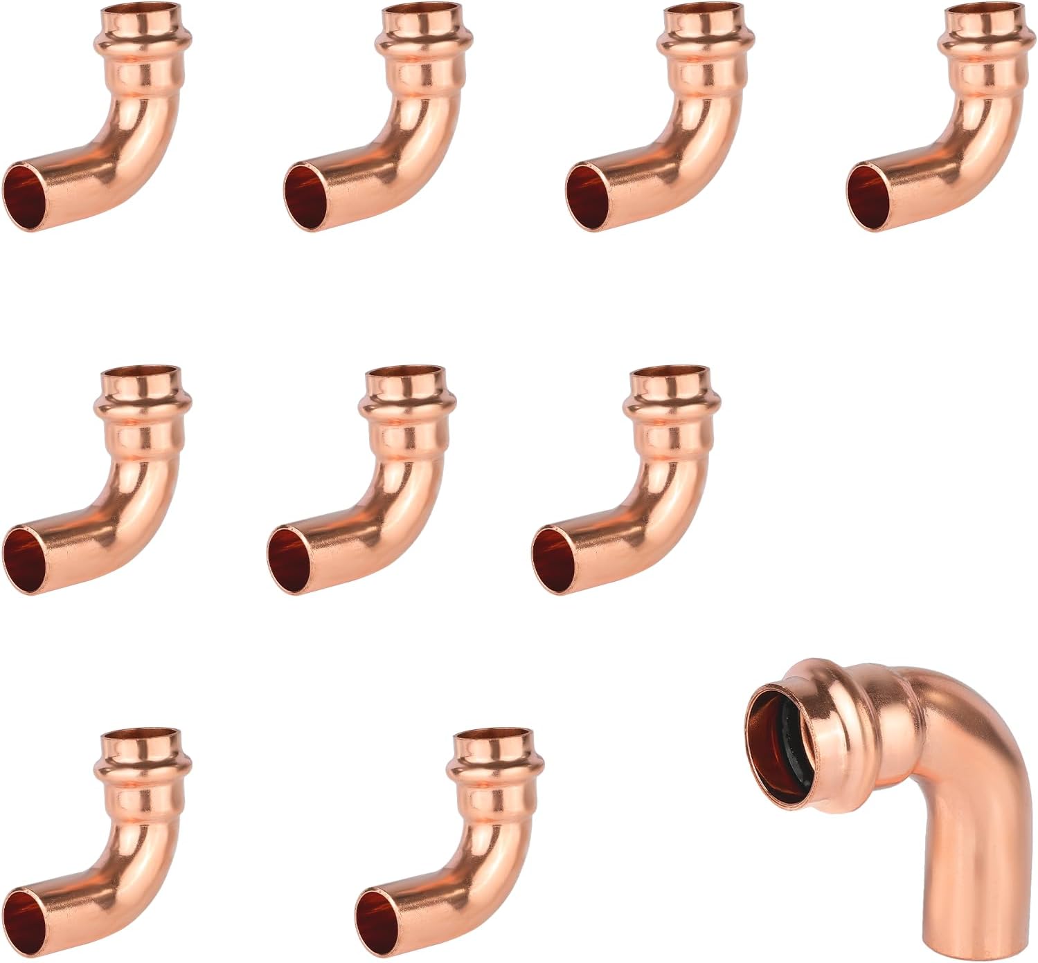 (Pack of 10) 3/4" x 3/4" Copper Press Fit 90 Degree Street Elbow Fittings For Copper Tube Connection (3/4-inch),(PRESS035)