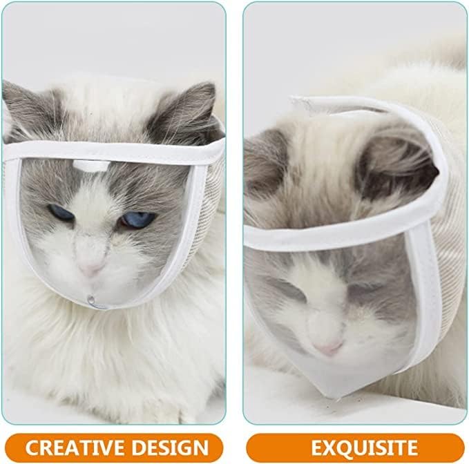 Cat Face Guard - Transparent Cat Grooming Muzzle with A Blowhole - Cotton Pet Mouth Cover Protective Cover Adjustable for Nail Trimming Bathing Grooming Cat โ image 6
