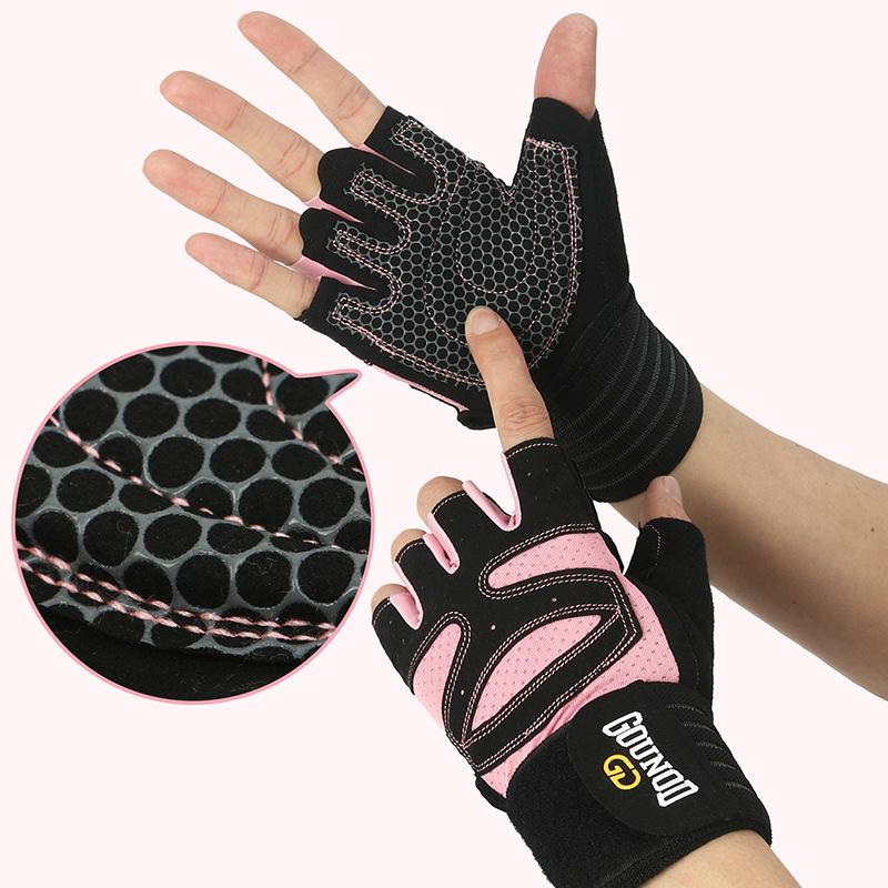 Size L Black And Pink Breathable Anti-Slip Gym Gloves for Workout and Weightlifting - Durable, Adjustable Fitness Gloves for Men and Women — image 3