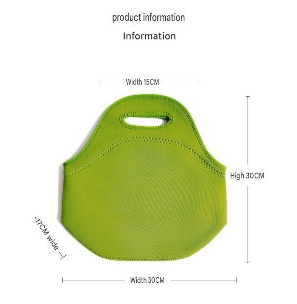 Black Reusable Neoprene Insulated Lunch Bag – Waterproof Thermal Tote for Work, School & Picnics (30x17x30cm) — image 4