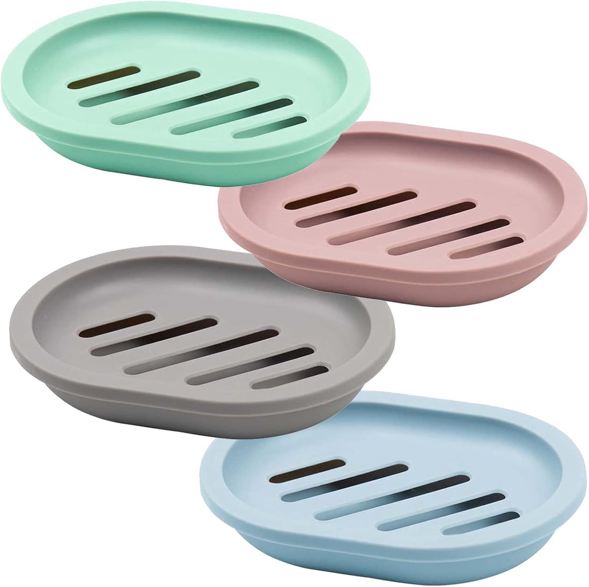 4-Piece Double-Layer Soap Holder - Soap Dish - Soap Holders - for Shower Soap Dish - Small Soap Dish - Portable Bar Soap Case - with Drain - Soap Dish