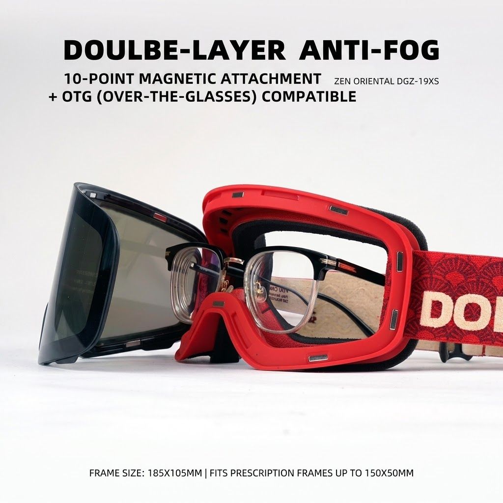 DOTUGE DGZ-Z19XS Series Ski Goggles with Magnetic Quick-Change Lens, Double-Layer Anti-Fog UV400 HD Coated Lenses, Compatible with Prescription Glasses, for — image 6