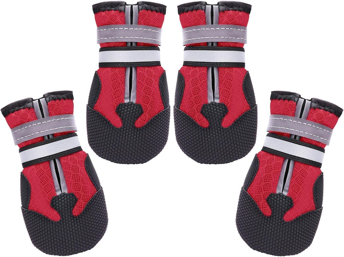 Breathable Dog Boots for Medium Large Dogs,Non-Slip Dog Shoes for Summer Hot Pavement,Lightweight Paw Protector Dog Booties for Outdoor & Indoor Hardwood