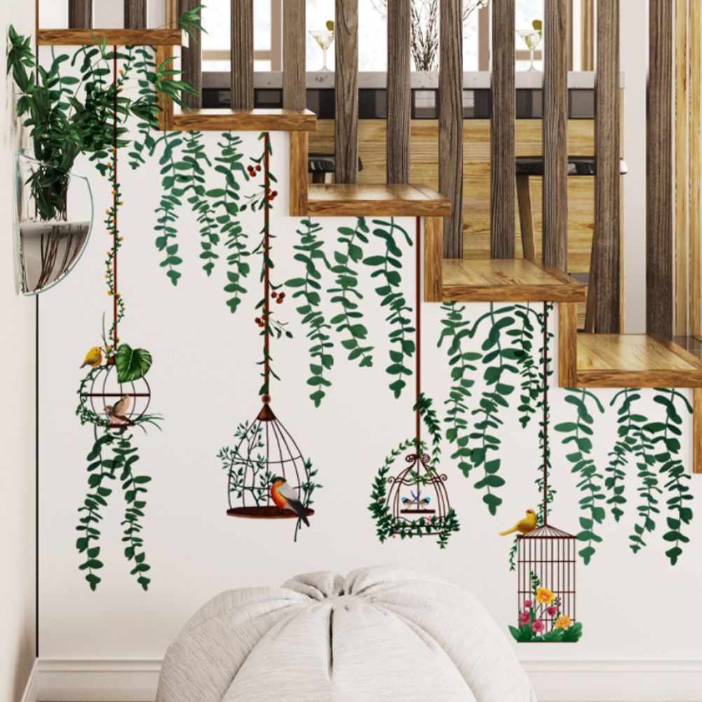 Bird Vine Tree Branch Birdcage Wall Decal Stickers Removable Plants Wall Art Jungle Wallpaper for Home Bedroom Living Room Decoration โ image 3