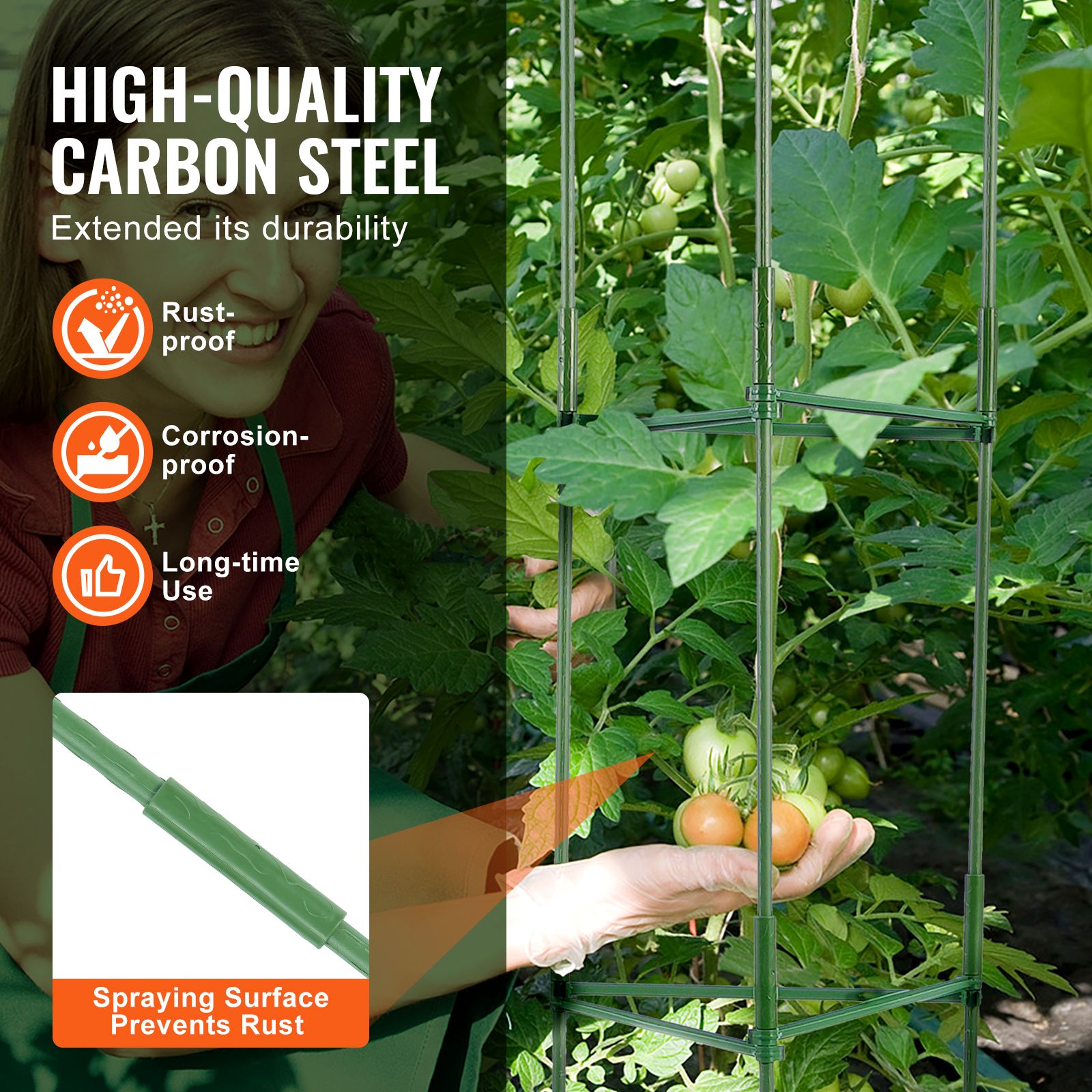 6 Packs Tomato Cages for Garden, 1230 mm Tomato Trellis Plant Stakes Support, Stackable Tall Plant Support Cage, for Raised Garden Bed, Vegetables Flowers and — image 3