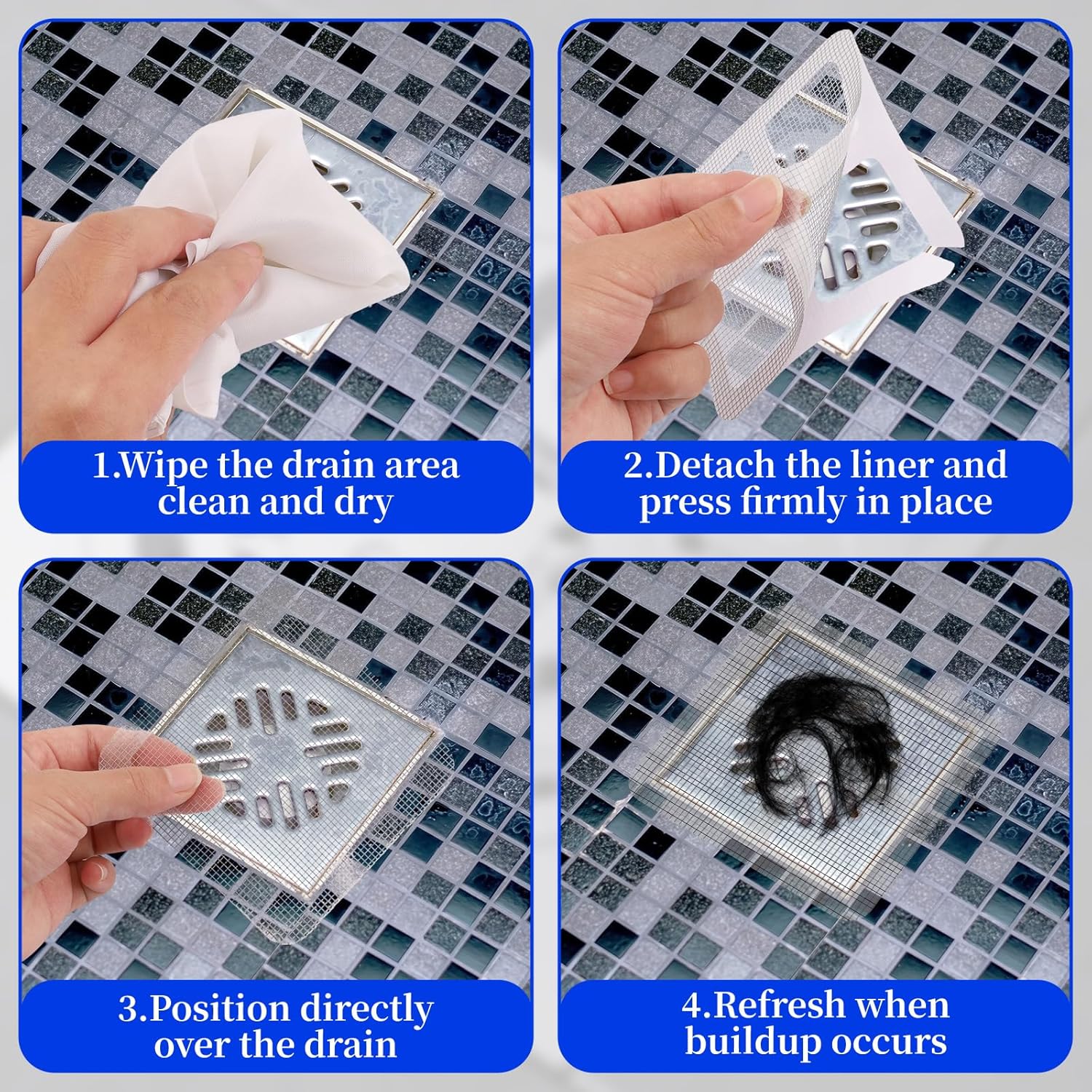 100PCS Disposable Shower Drain Hair Catcher - 4 Inch Hair Catcher Shower Drain - Drain Cover Mesh Stickers for Human & Pet Hair - Bathtub, Bathroom, Kitchen — image 3
