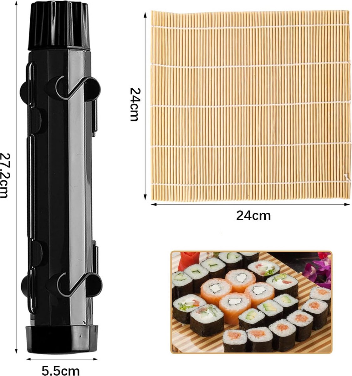 Sushi Maker Kit - Sushi Set - Sushi Maker - Sushi Roller - Sushi Bazooka - Includes Bamboo Sushi Mat - Shapes - DIY - Sushi Making - Sushi Shape - Sushi Mold — image 5