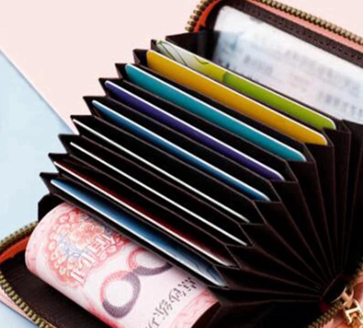 Card Holder for 12 Cards | Credit Card Holder | With Cash Compartment | Card Holder | Wallet | PU Leather | Purse | Pink — image 4