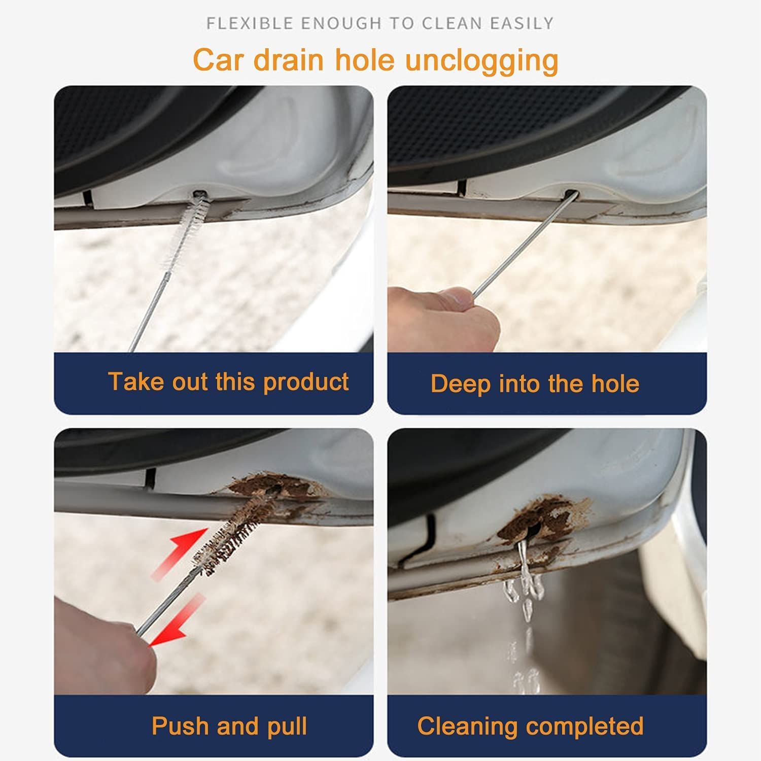 2 pcs Extra Long Pipe Tube Cleaner Fridge Drain Pipe Dredging Tool Flexible Drain Brush Skinny Tube Spiral Cleaning Brush — image 4