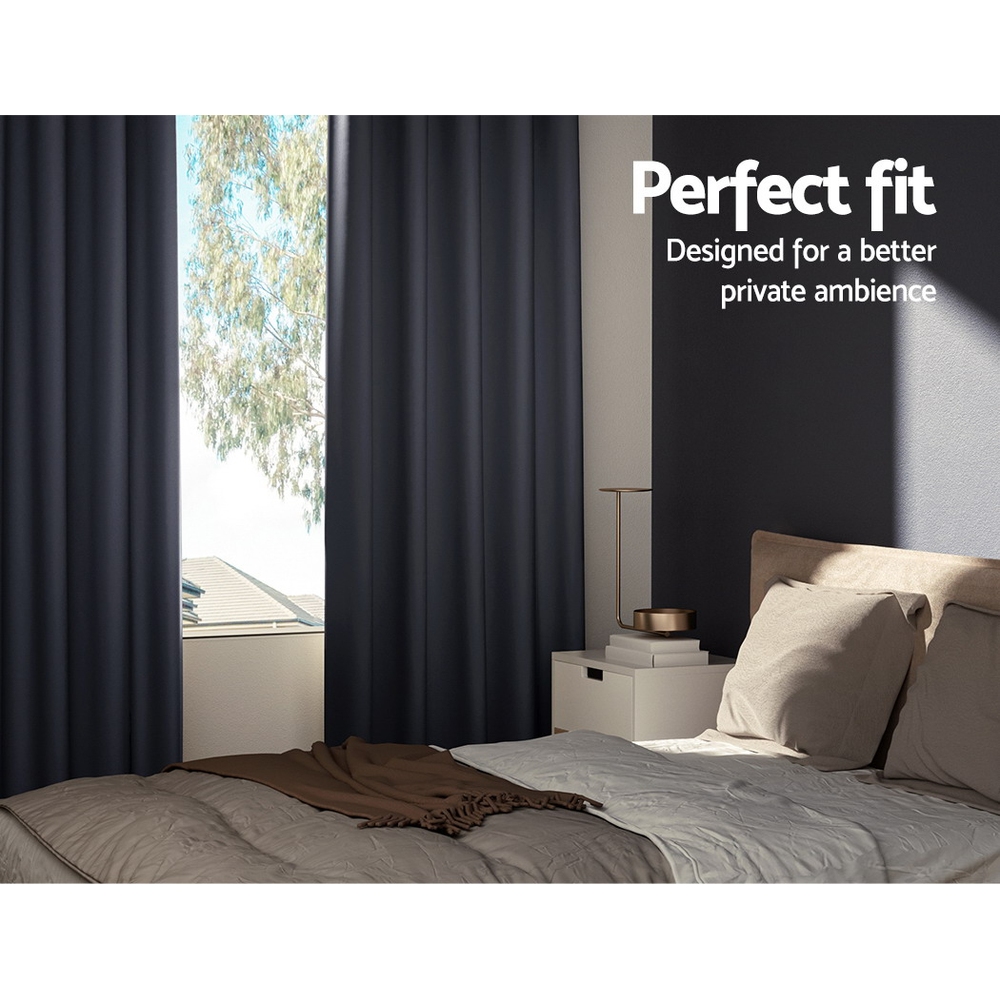 Artiss 2X Blockout Curtains Eyelet 180x213cm Charcoal โ image 3