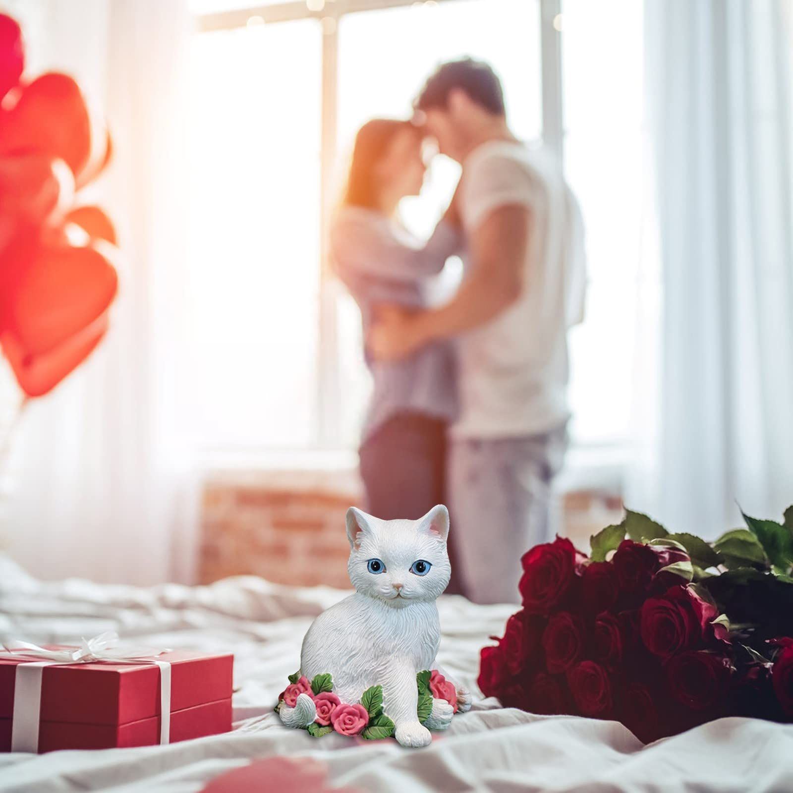 Ornament Exchange Holiday Lover Resin Commemorative Crafts Decorations Cat Rose Ornaments Animal Simulation Home — image 3