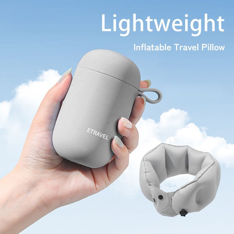 Portable Inflatable Travel Neck Pillow, Nap Pillow, Comfortable Neck Support for Long Trips, Easy to Pack for Business Trips and Travel, Foldable and Slim — image 3