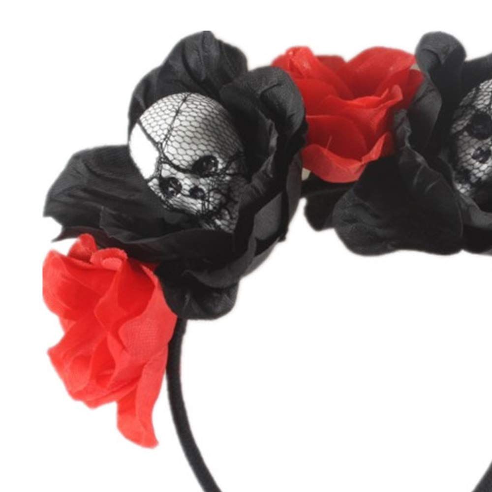Halloween Rose Skull Headband Flower Crown Hair Bands Wreath Garland Floral Headpiece Women Leaf Hairband Hair Hoops Party — image 4