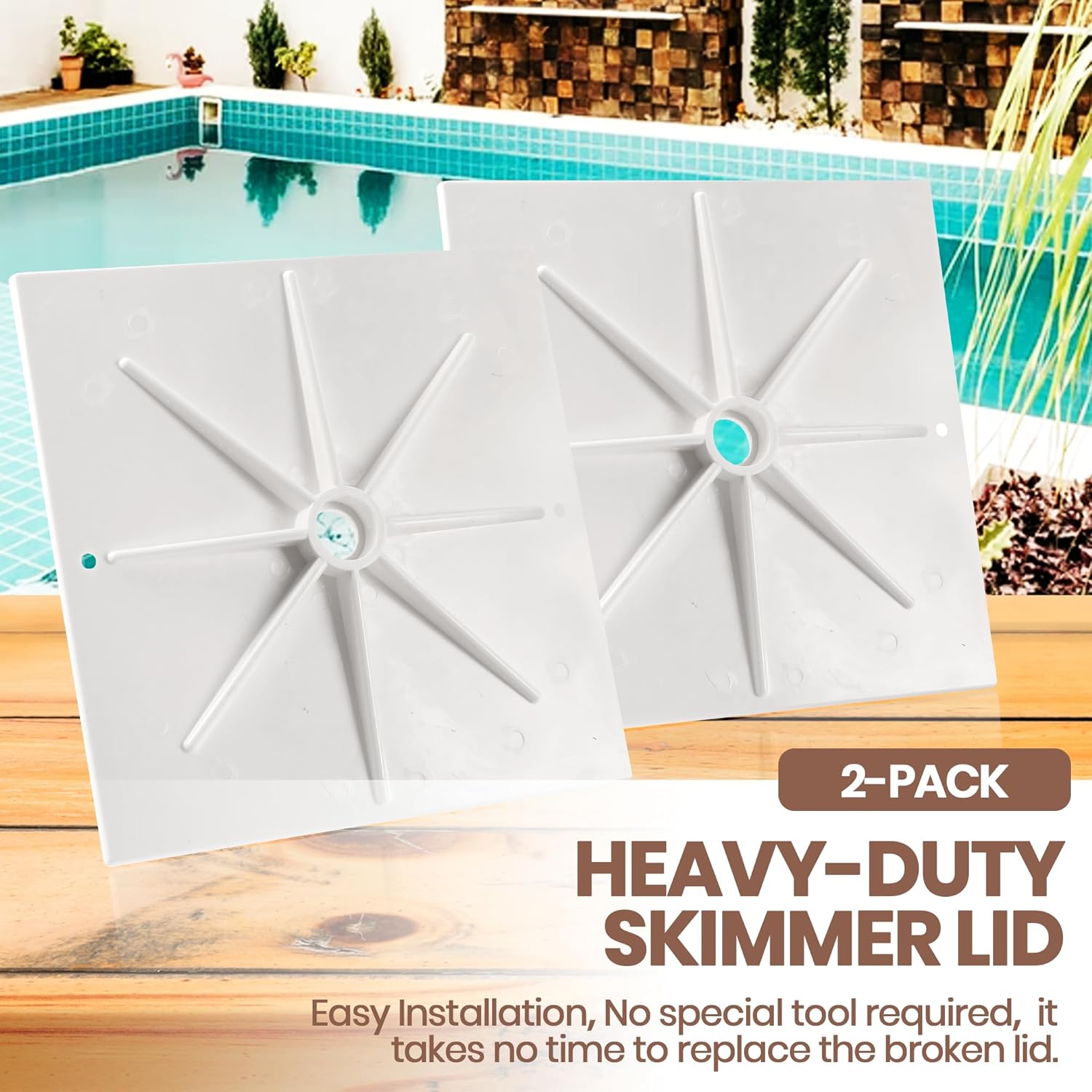 (2-Pack) The Exact 10'' Skimmer Lid Replacement | Compatible with Hayward SPX1082E, SP082, 1083, 1084,1085, and SP1086 | Made of Heavy-Duty Plastic and Fits β image 6