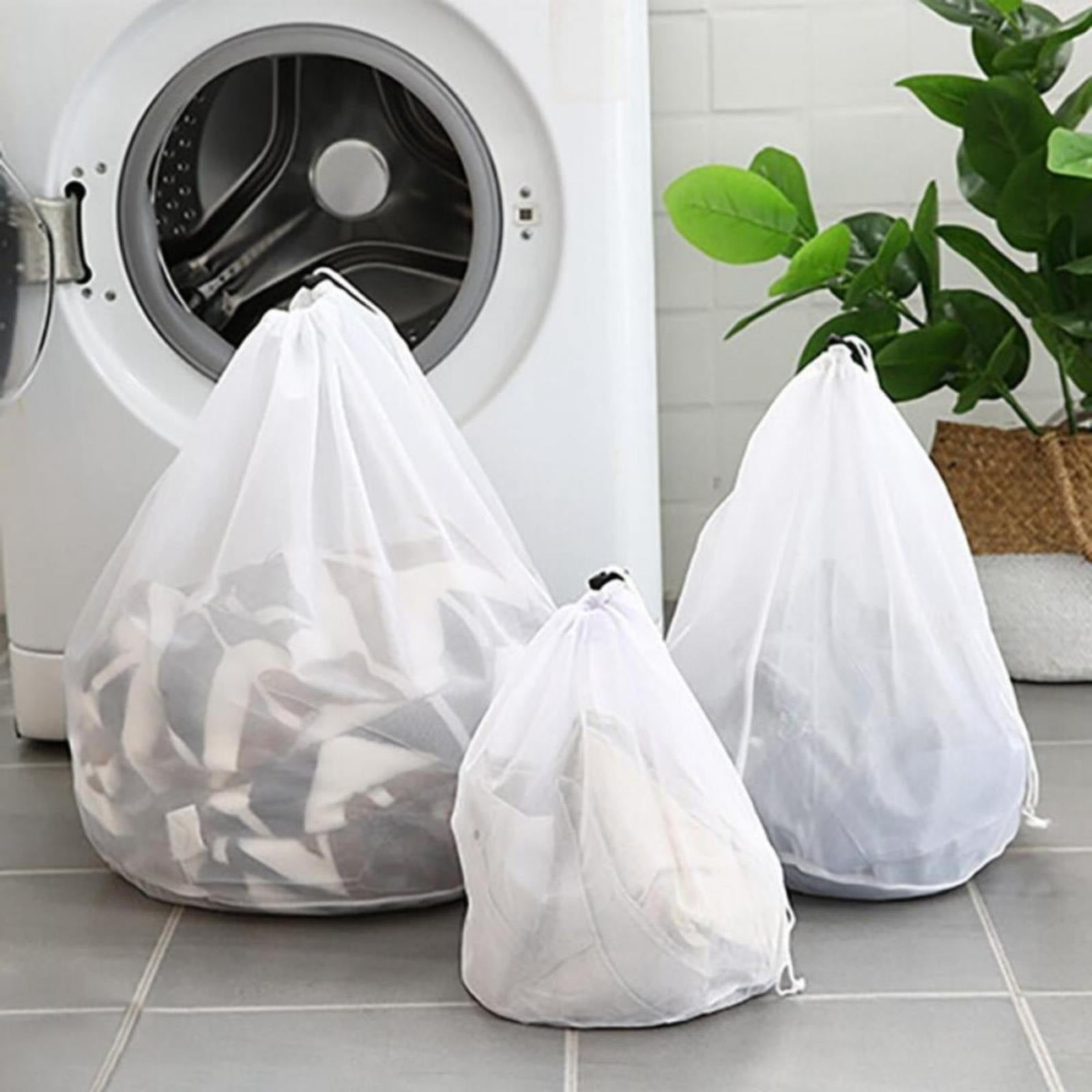 1 Pack Large Laundry Bags, Heavy Duty Diamond Mesh Laundry Bags with Drawstring Closure, Large Laundry Hamper Liner, White, 60 cm โ image 4