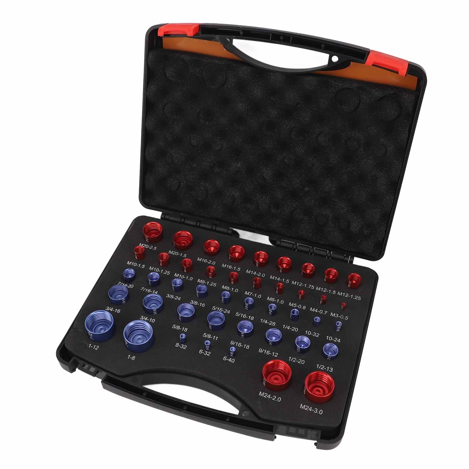44pcs Nut and Bolt Thread Checker Red Blue Nut and Bolt Size Gauge Inch Metric Nut and Bolt Identifier Gauge Set — image 2