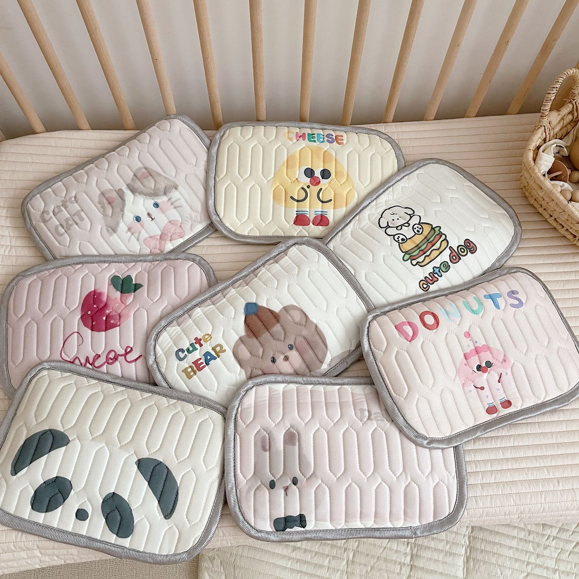 Cute Cat Pattern 2 Piece Set Kids Cooling Pad Set - 60x120cm Cartoon Latex Mattress Protector, Pillow โ image 5