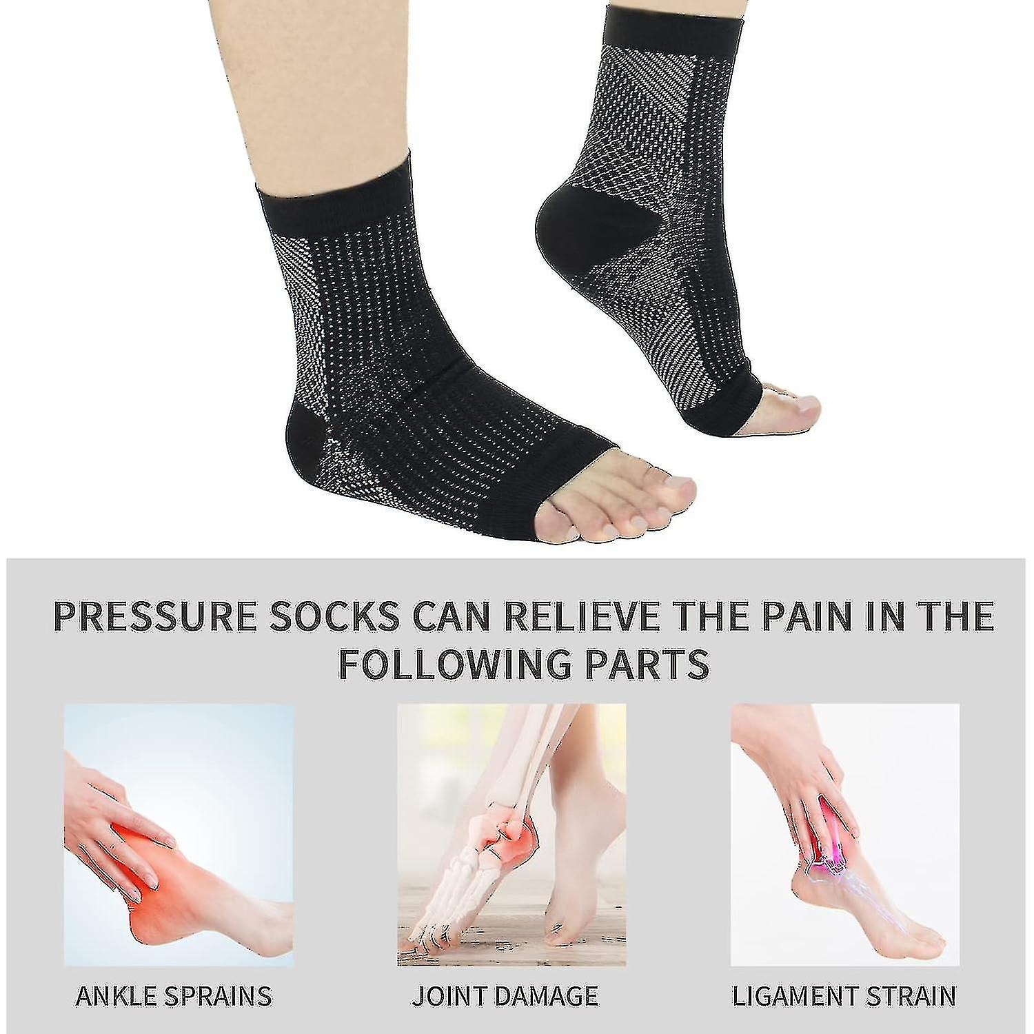 pairs of neuropathy socks, soothing socks for neuropathy pain, tendinitis compression socks, plantar fasciitis, neuropathy - Black - L XL โ image 3