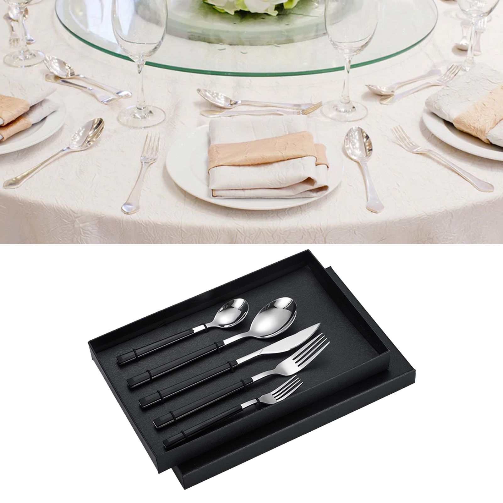 Tableware Cutlery Set Stainless Steel Dinner Knives Forks Spoons Eating Utensils High Hardness Flatware Set Black Handle โ image 5