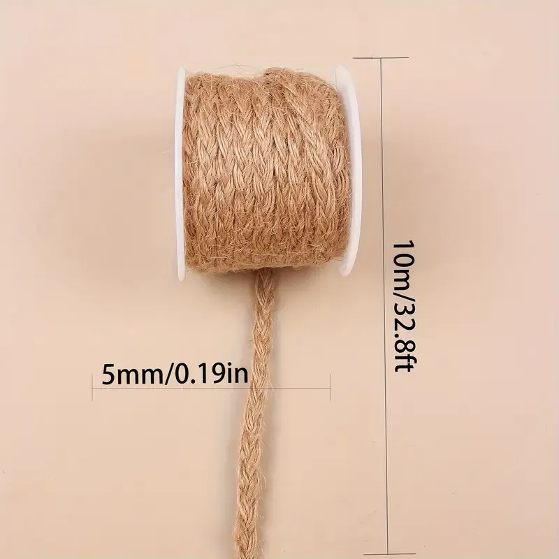 2PCS Natural Jute Rope 5mm*10m, Eco-friendly & Durable, Essential for DIY & Home Decor — image 2