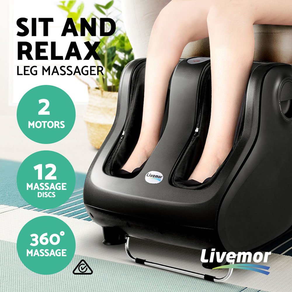 Livemor Foot Massager Shiatsu Massagers Electric Roller Calf Leg Kneading Black — image 3