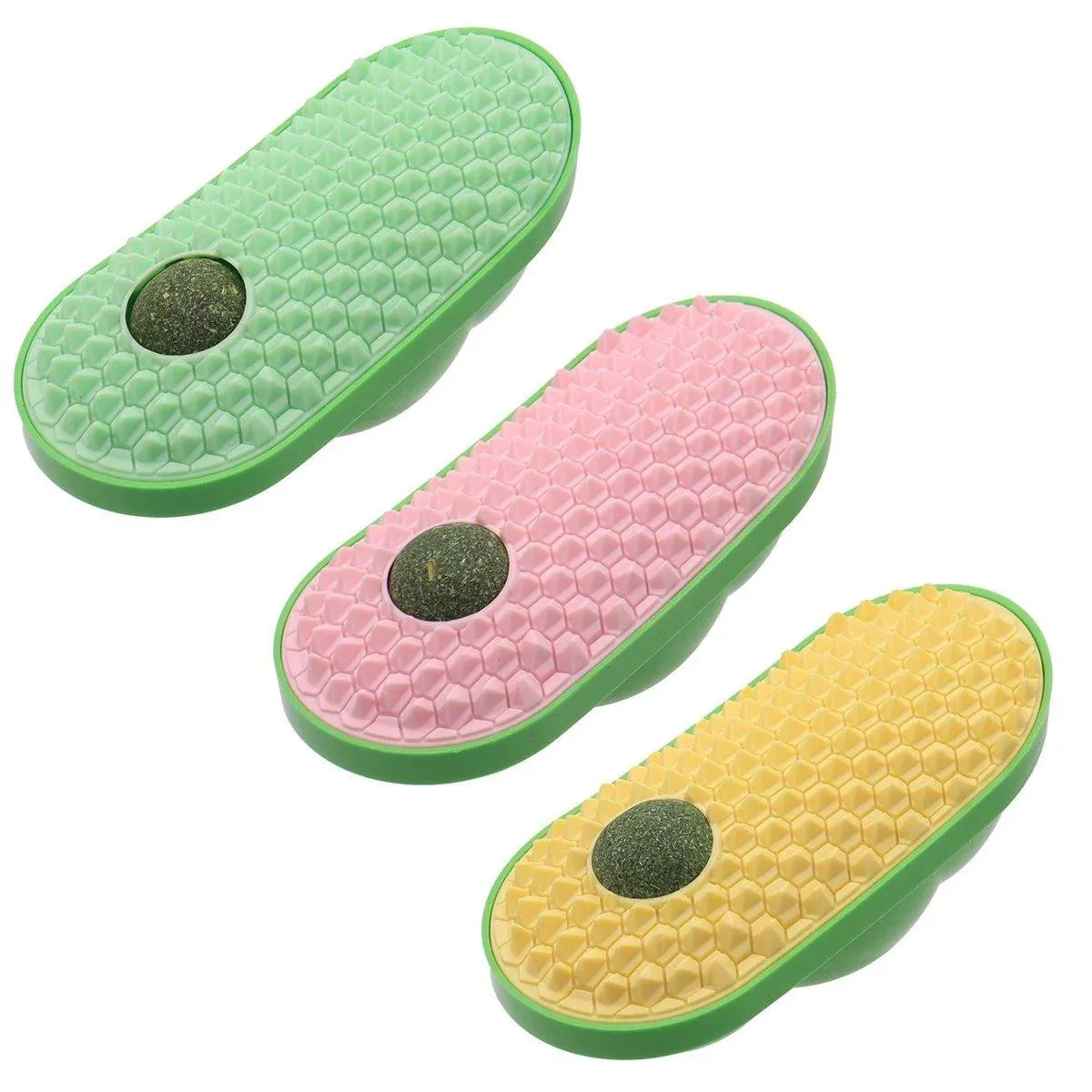 Cat Scrubber Toy for Cats Self Grooming Hair Removal Scratching Face Massage - Yellow — image 3